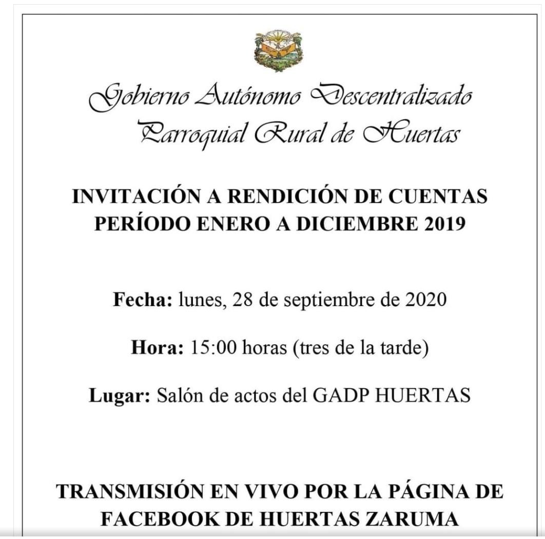 INVITACION A RENDICION DE CUENTAS2019